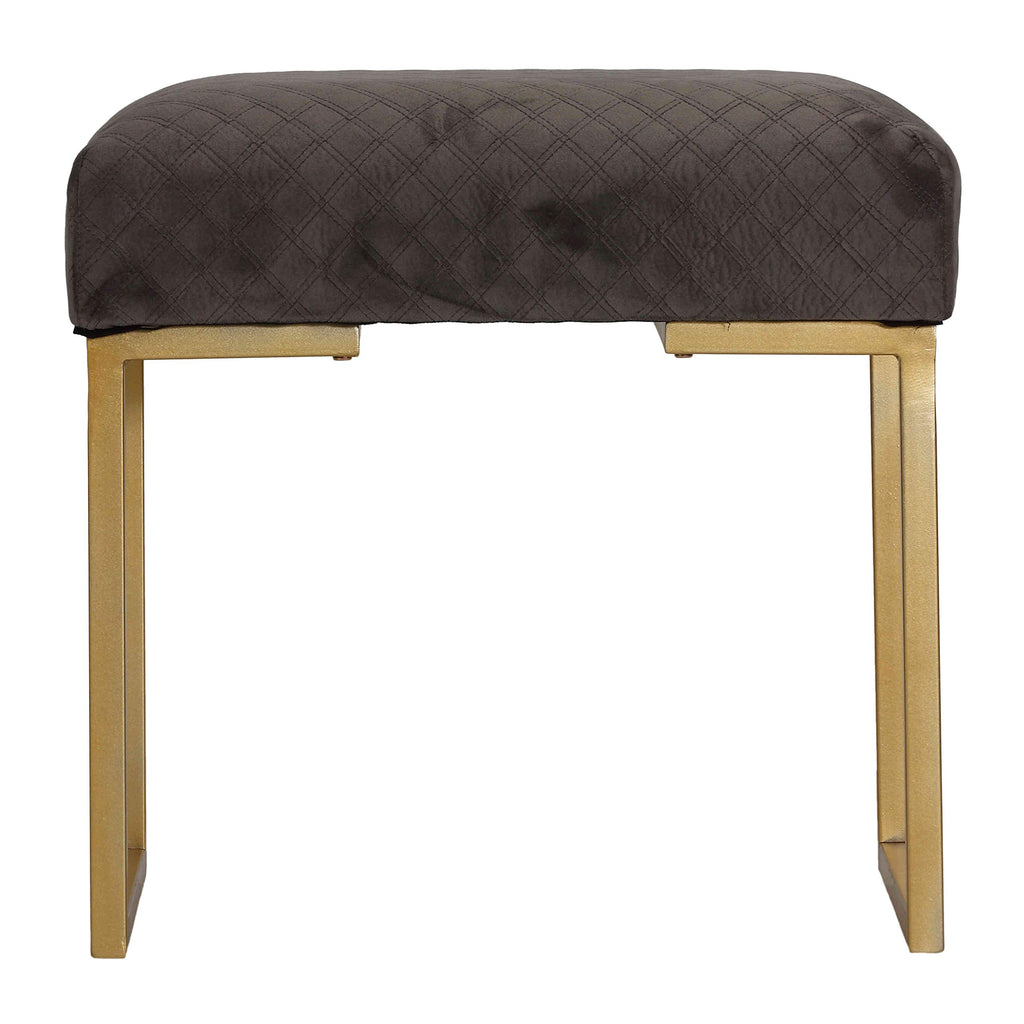 Allium Ottoman with Painted Gold Legs, 19" Wide, Gray Velvet