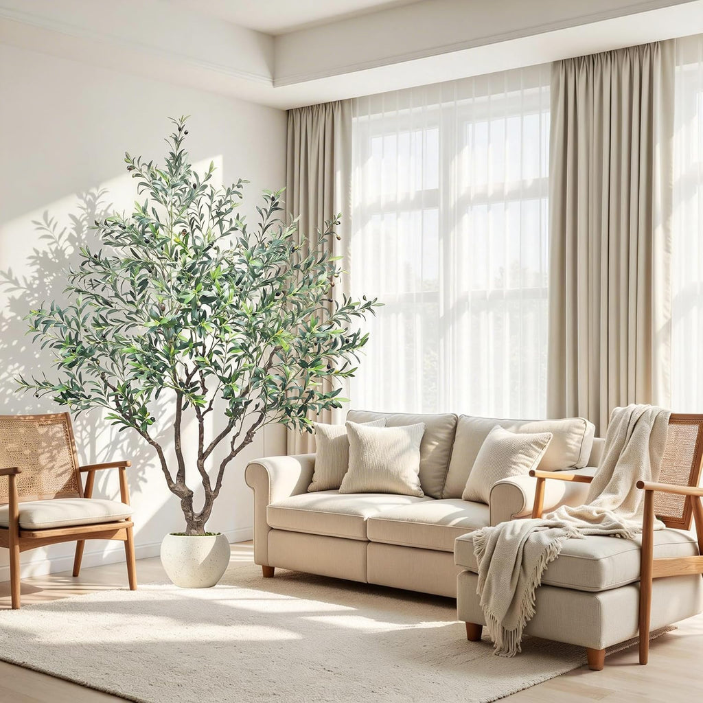 Large Artificial Olive Tree 8FT, Indoor Outdoor Faux Tall Tree