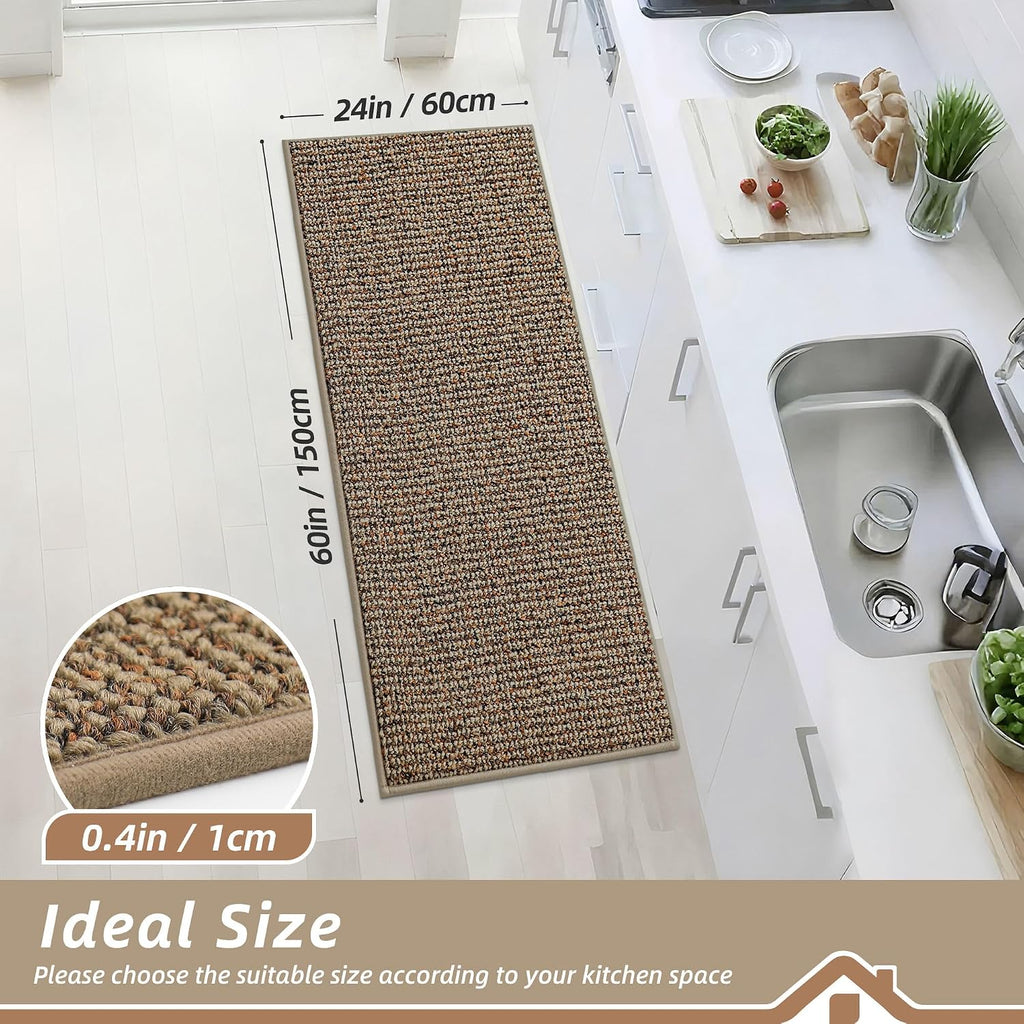 Kitchen Runner Rugs 24"x60", Kitchen Mats for Floor, Taupe | Non-Slip Super Absorbent and Stain Resistant Kitchen
