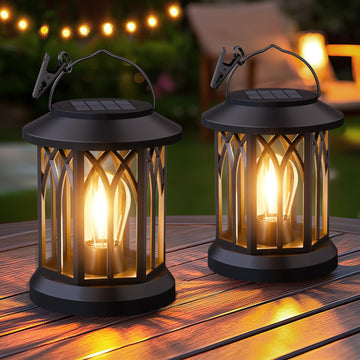 Hanging Solar Lanterns Outdoor Waterproof: 2 Pack Garden Lantern Decorative