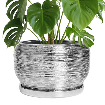 Ceramic Pot for Plants - 10 Inch Planter Indoor, Round Large Planter Outdoor with Drainage Hole and Plant Saucer