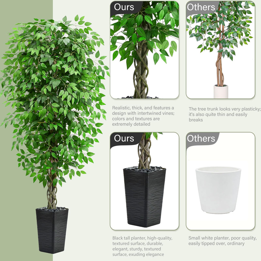 Artificial Ficus Tree 7FT, Realistic Tall Fake Plants Indoor