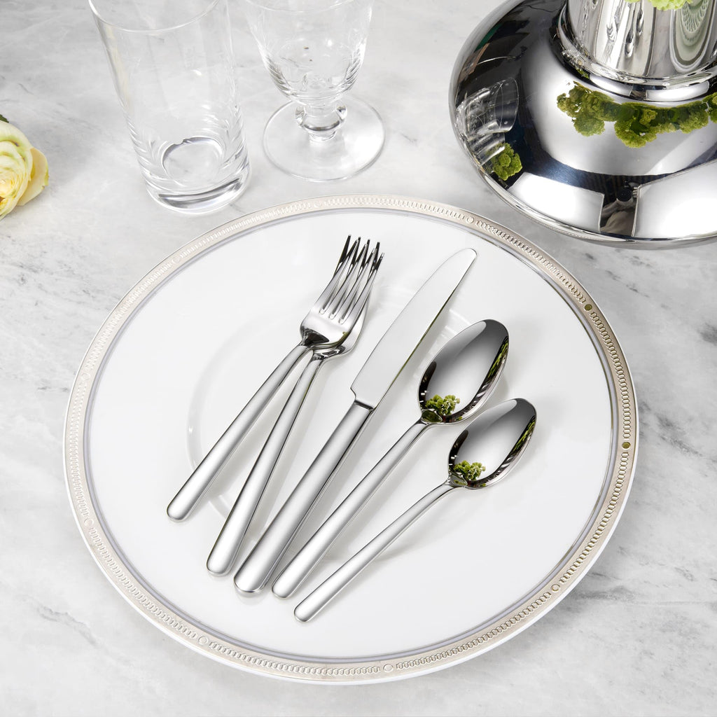 Premium Aline 20/45/65-Piece Modern Silverware Set (65, Silver)