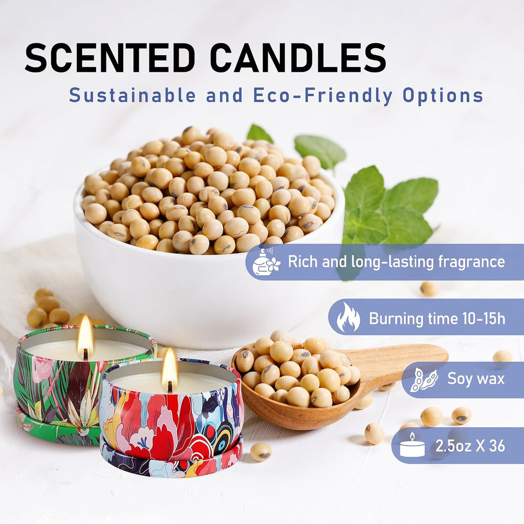 Set 36Pack Scented Candles,Candvent Calendar 2025,Gifts Soy Wax Travel Tin Jar Candles 2.5 OZ jar Candles for Mom for