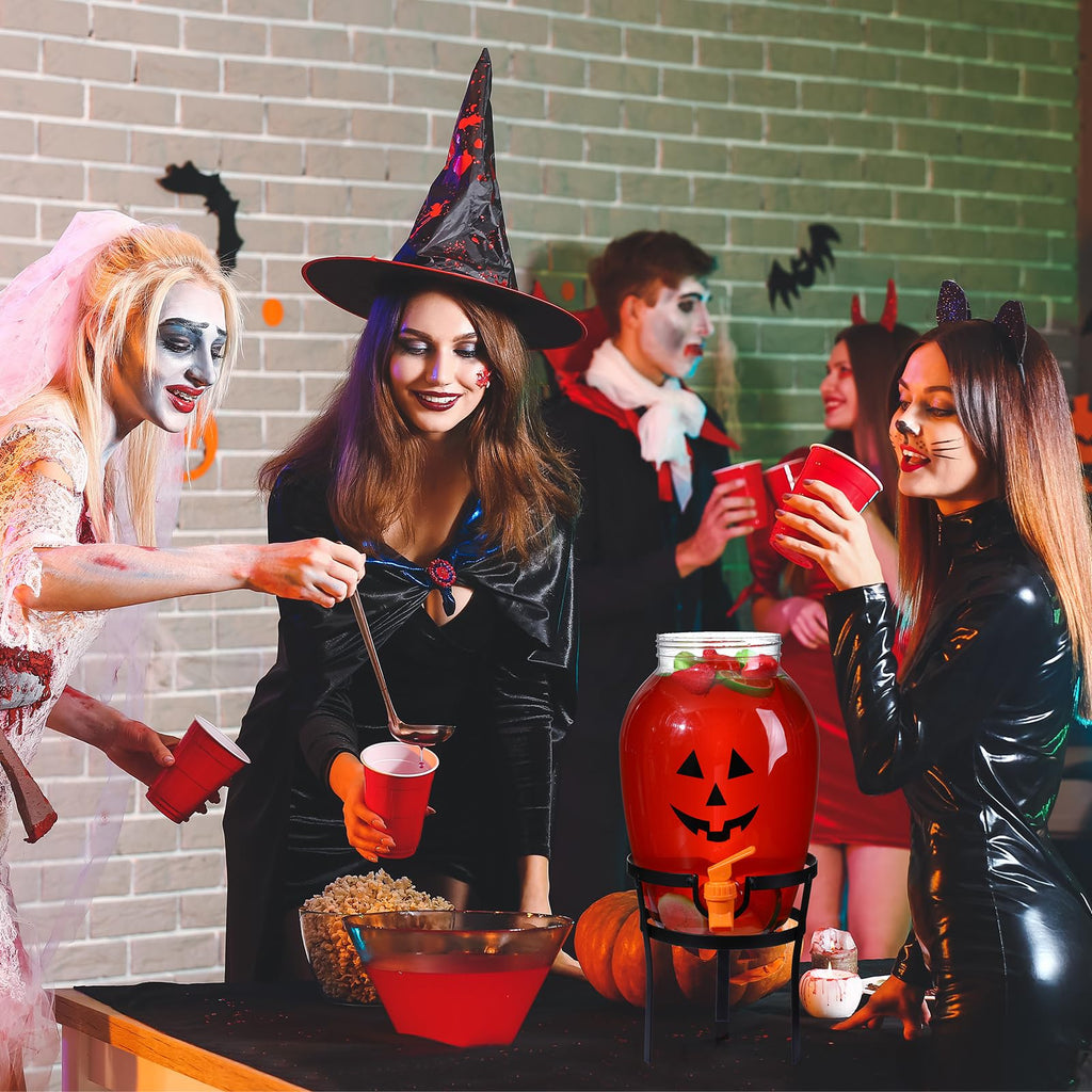 1 Gallon Halloween Drink Dispenser with Steel Stand and Lid, Grimace