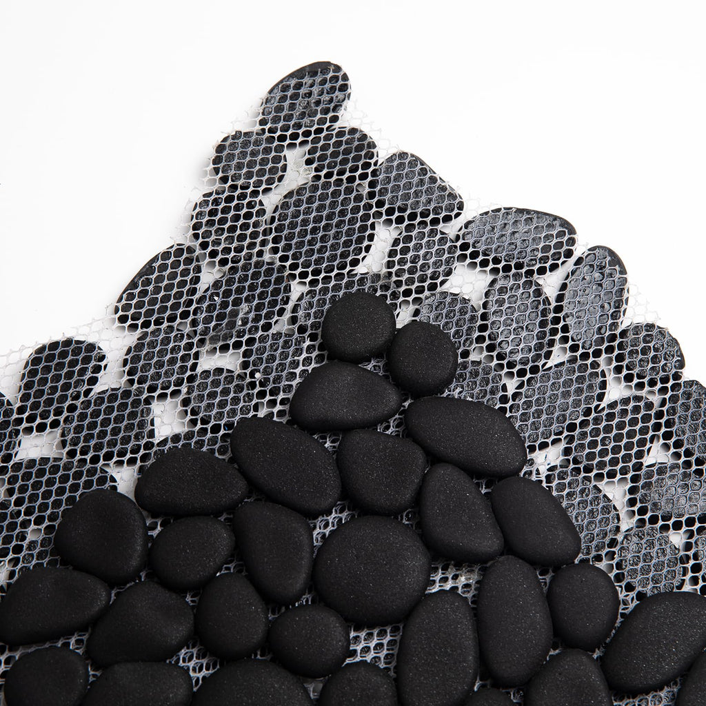 Pebble Tile for Shower Floor, 12"x12" Black Pebble Tiles, 5 Pcs