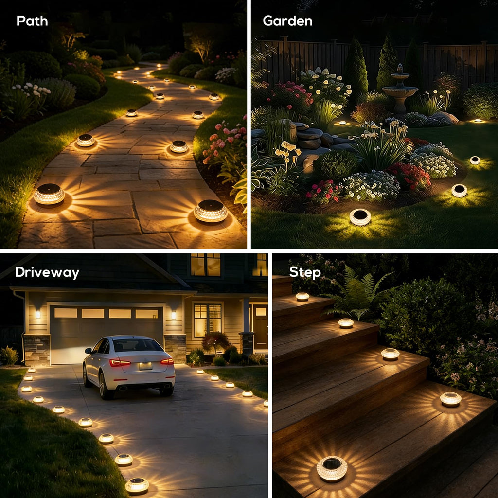 Solar Deck Lights Outdoor, IP67 Waterproof Solar Driveway Dock Lights