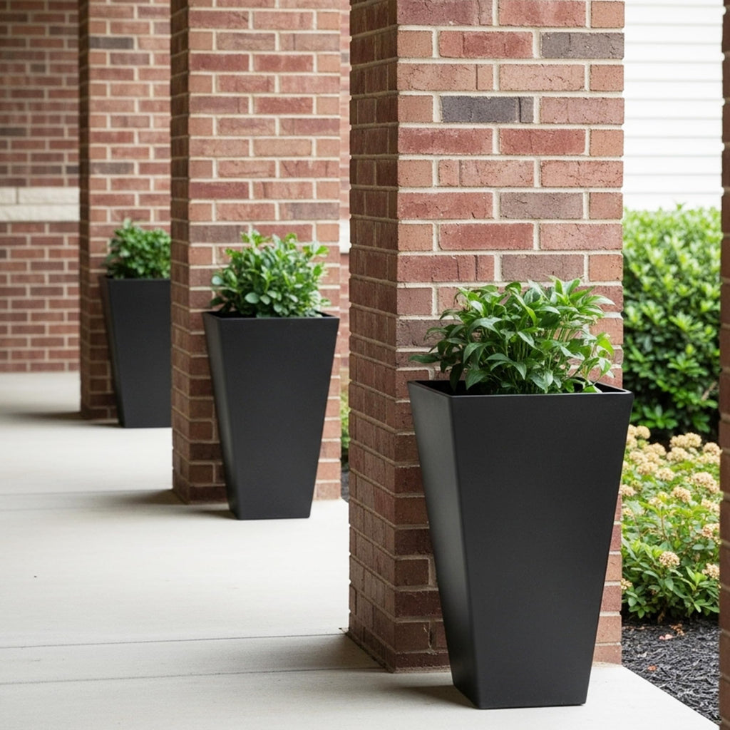 20" Tall Planters Set of 2, Black Tall Plant Pots for Indoor Outdoor