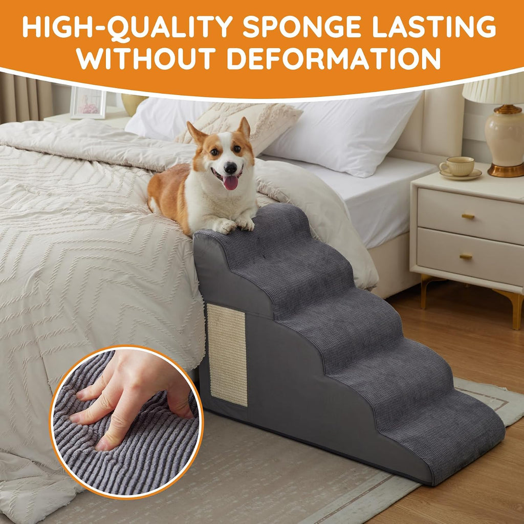 Dog Stairs for Small Dogs 11.8" H, Dog Ramp for Bed, 2-Step, Grey