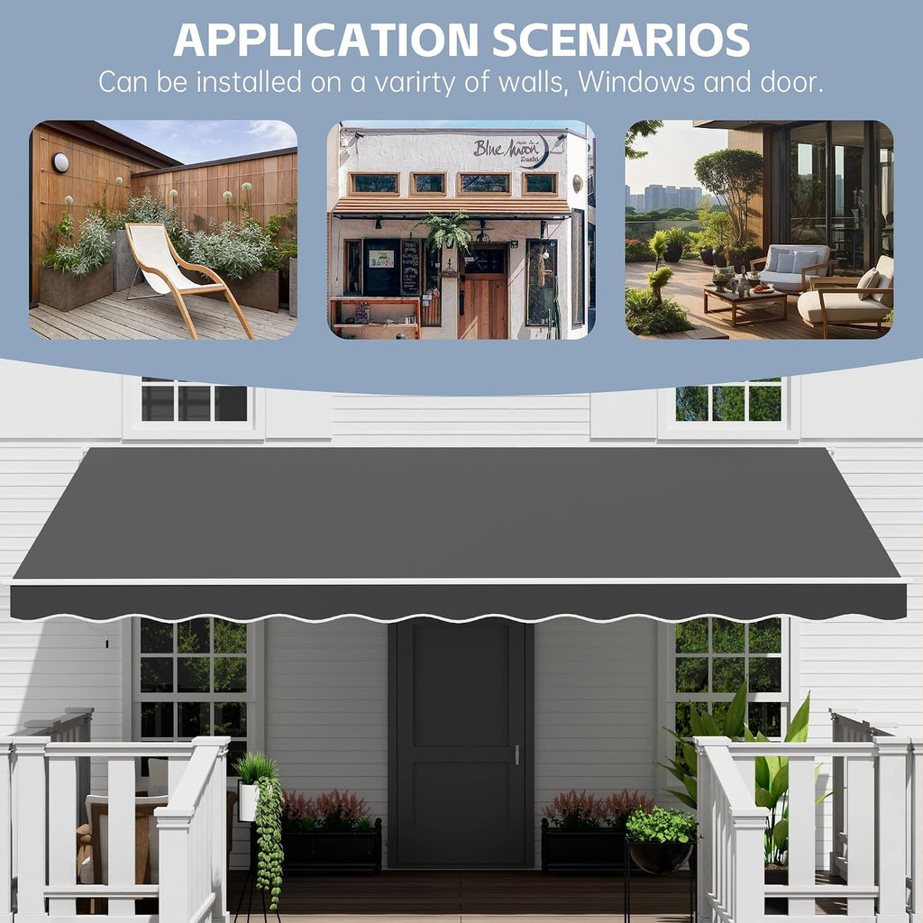 13' x 8' Retractable Awning Awning with Adjustable Tilt Angles, UV Protection Sun Shade with Rust-Resistant Aluminum