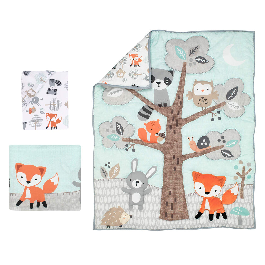 Woodland Friends 3Piece Crib Bedding Set, Multicolor
