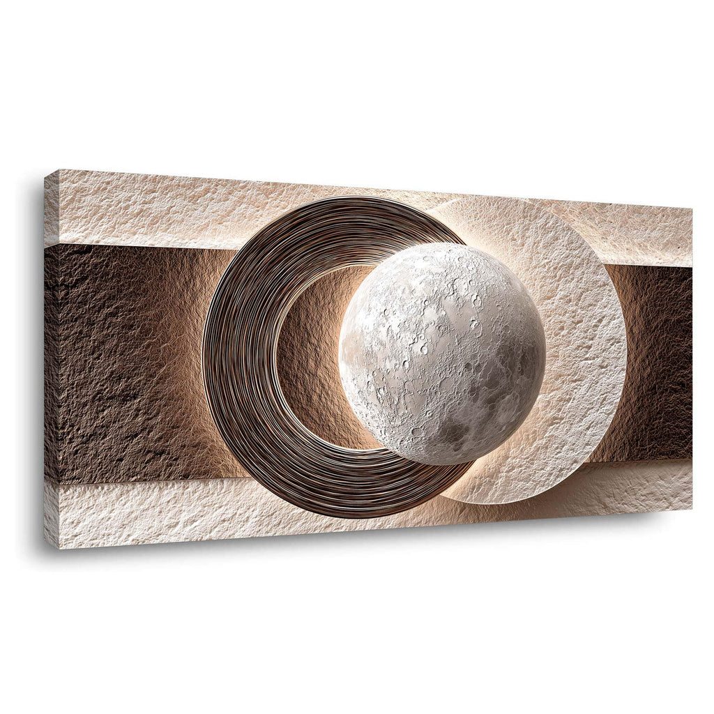 Brown Abstract Moon Wall Art Canvas Painting Prints Beautiful Beige Circles Spheres Ball Globe Art Deco Geometric