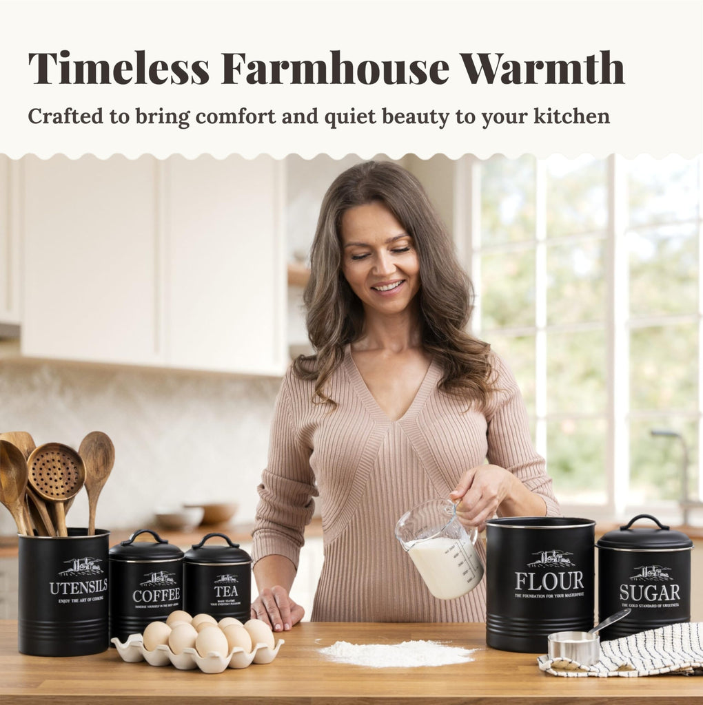 5-Piece Farmhouse Kitchen Canister Sets Counter
