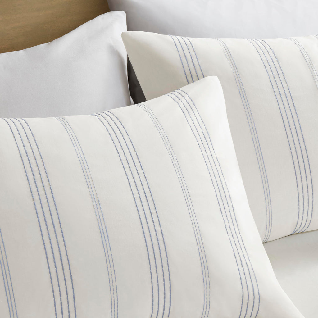 Duvet Cover Set, Stripes Clipped Jacquard, Cotton Oversized Duvet Cover for a -Size Bed, Farmhouse Bedding