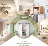Double 21inx84in White Barn Door and 7FT Sliding Barn Door Hardware Kit Included,Solid,MDF, PVC Surf