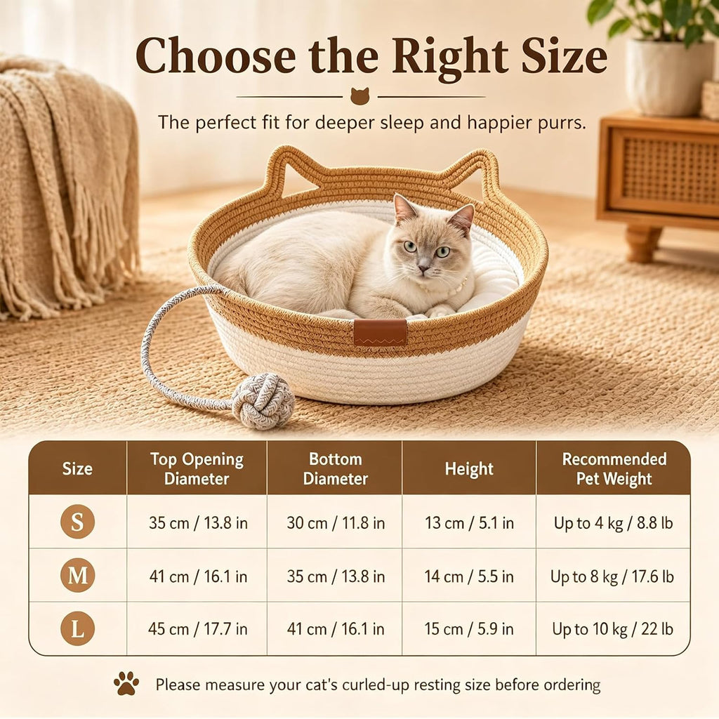 Large Instinct Basket for Cats Rope Cotton Handwoven Cat Basket