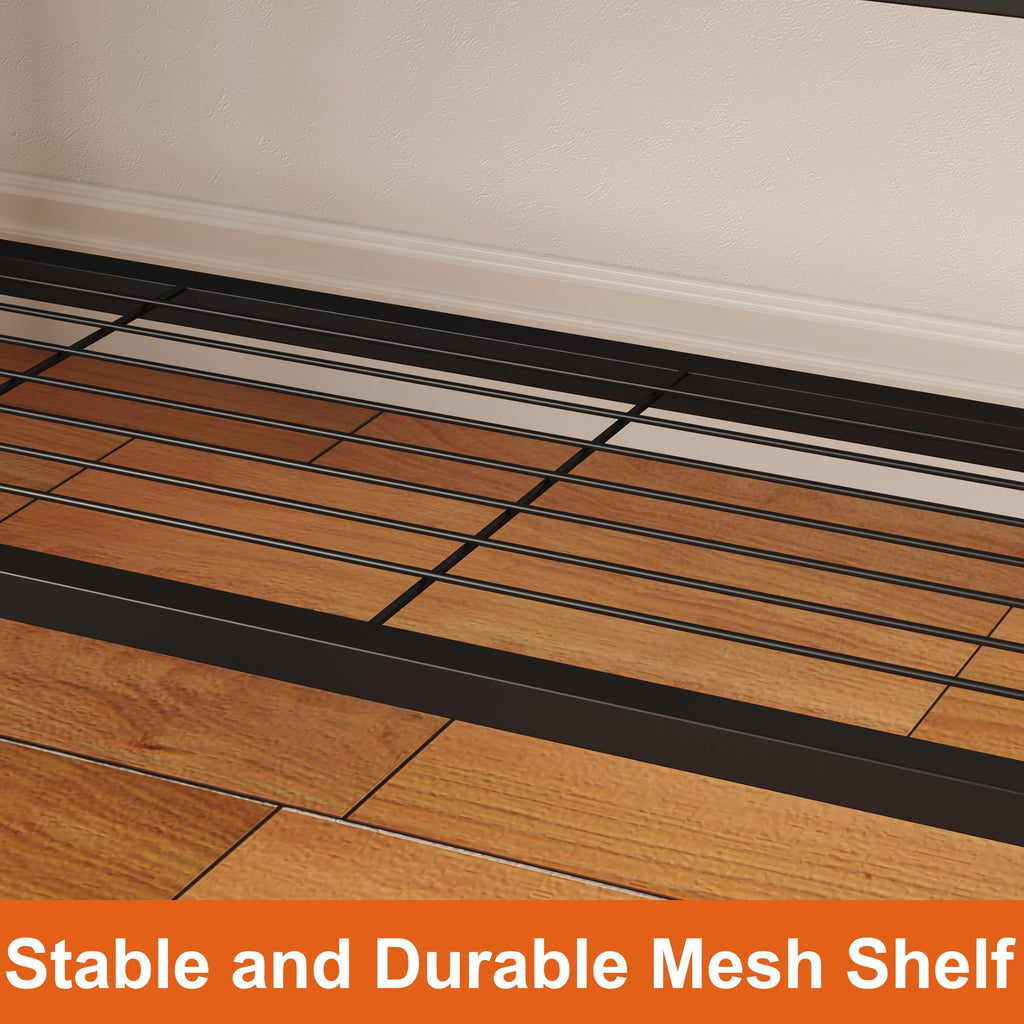 Shoe Bench, Modern Industrial Shoe Storage Bench, Entryway Bench with Mesh Shelf and Sturdy Metal Frame, Metal Shoe