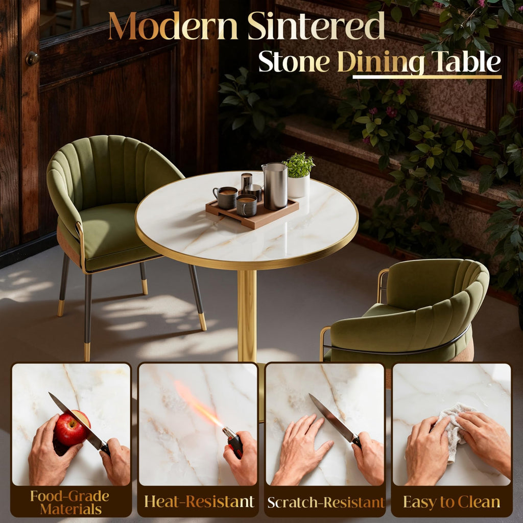 Inspired Saarinen Style 31.5" Tulip Table, Small Round Dining Table, Marble Bistro Table