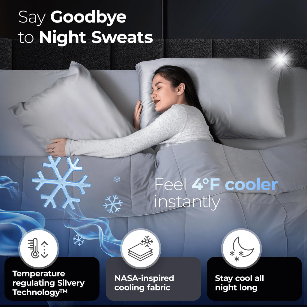 Silver-Infused Cooling Comforter - Award-Winning Self-Cooling Blanket for Hot Sleepers with Self-Cleaning