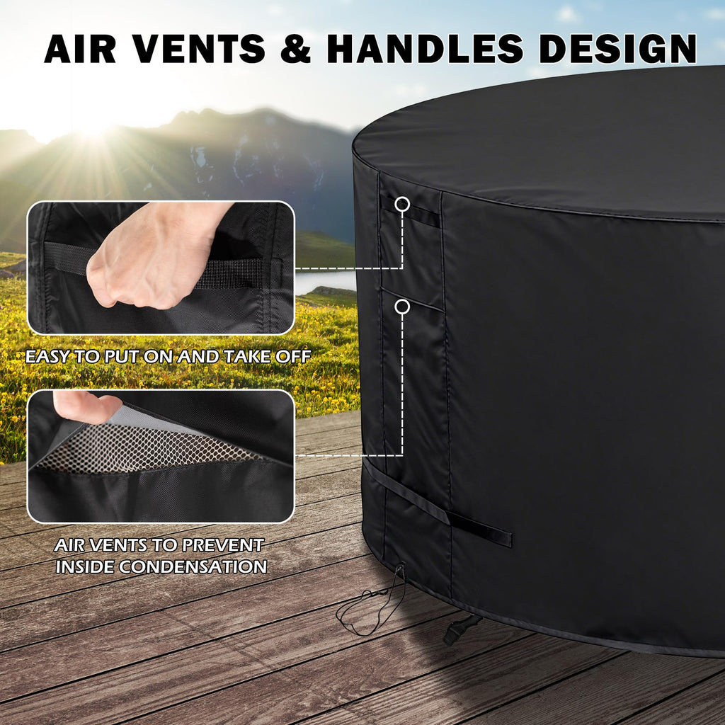 Round Patio Furniture Cover Weatherproof, 42 Inch Outdoor Round Table Cover Dining Table and Chairs Waterproof 42"