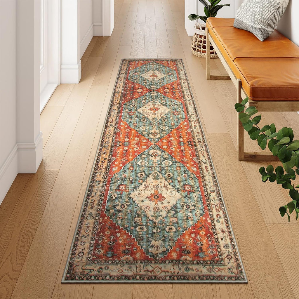Felice Boho Tribal 2'6" x 10' Washable Runners s, Oriental Kitchen Runner Rugs Non Skid Washable, Oriental Soft Long