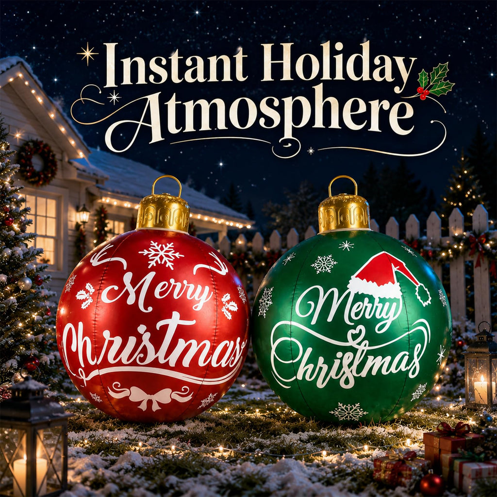 Inflatable Christmas Ornaments 2 Pack, 24 Inch Giant Balls Front Porch Decor