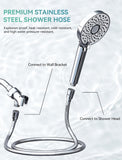 Filtered Shower Head with Handheld, High Pressure 10-Spd Detachable Chrome Showerhead with Stainless Hose