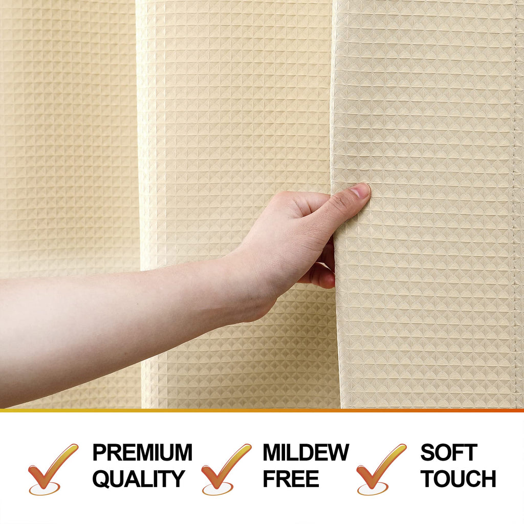 Extra Wide Fabric Shower Curtain 108 x 72 inch Heavy Duty Durable Waffle Fabric Shower Curtain Luxury Spa