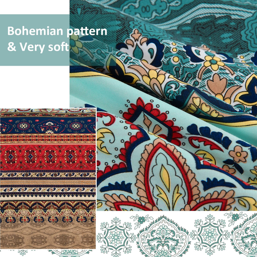 Boho Queen Comforter Set, 8 Pieces Striped Bed in a Bag