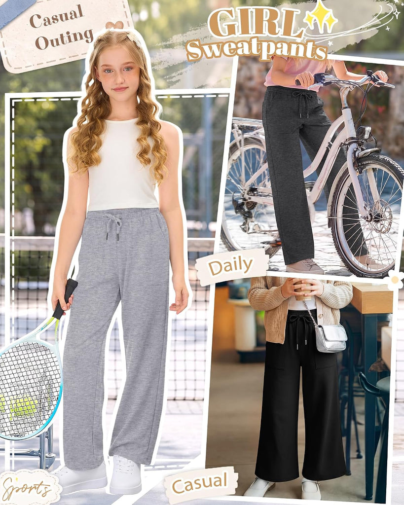 3 Pack Girls Wide Leg Lightweight Pants