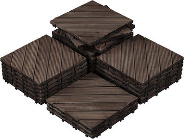 27PCS Wooden Flooring Patio Deck Tiles Interlocking Tiles Patio Solid Wood and Plastic Indoor&Outdoor 12 x 12in