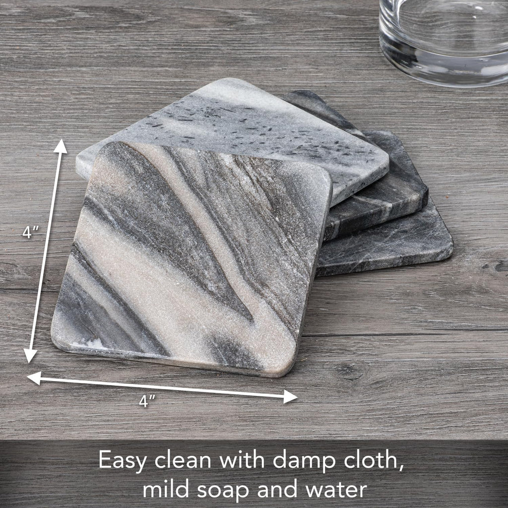 Natural Marble Coasters - Set of 4