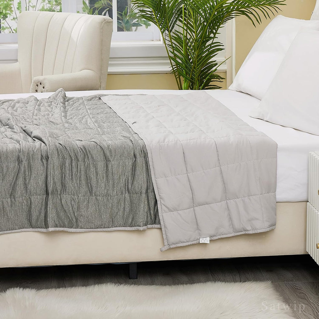 Weighted Blanket Queen 15 LBS, Cooling Weighted Blanket for Hot Sleepers, Cool Moire Jersey with Soft Breathable