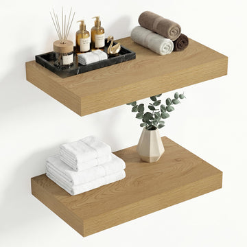 12 Inch Deep Floating Shelves, 55 x 12 inches Long Wall Shelf, Large Extra Display Shelf & Storage Shelf, Rustic Wood