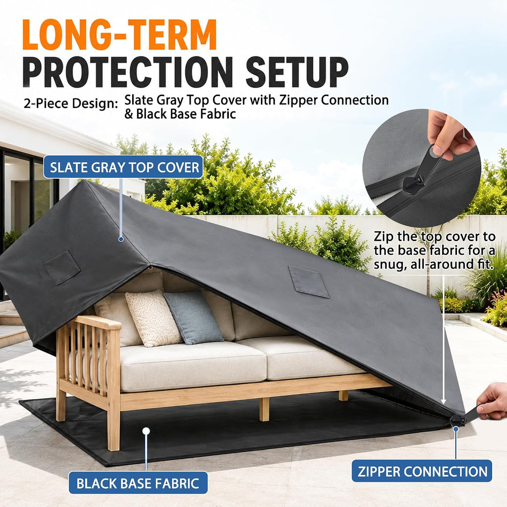 Patio Furniture Covers Waterproof Outdoor Couch Cover with Zipper | Fully Enclosed, Zipper Bottom, 79"L x 37"W x