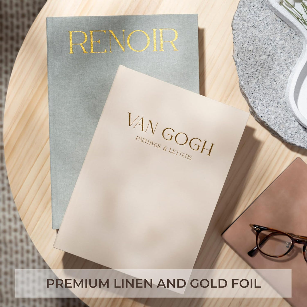 Decorative Books with Hidden Storage - Premium Linen Coffee Table Books, Van Gogh & Renoir Art Decor | Faux - Set of 2