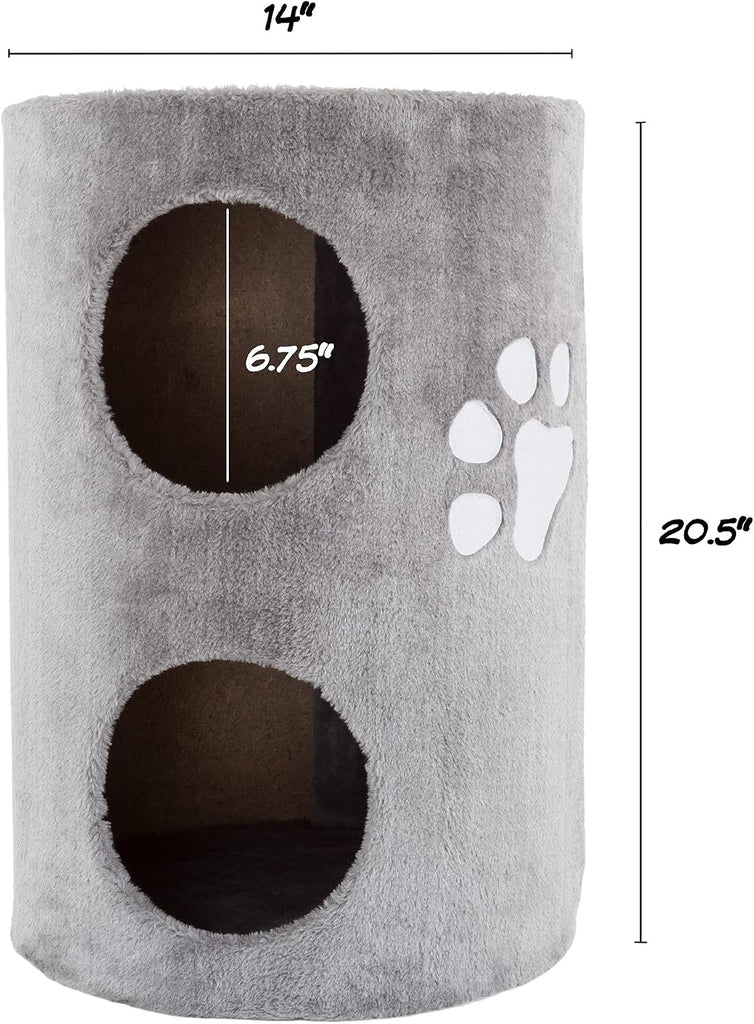 20.5-Inch Cat Condo - 2 Story Cat House with Sisal Scratch Pad, Barrel Shaped Pet House Covered in Soft Fabric by