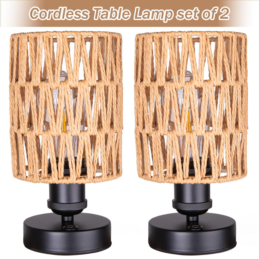 Cordless Rechargeable Outdoor Table Lamps, Battery Operated Table Lamp, Stepless Dimmable, and Bedroom (Bulb