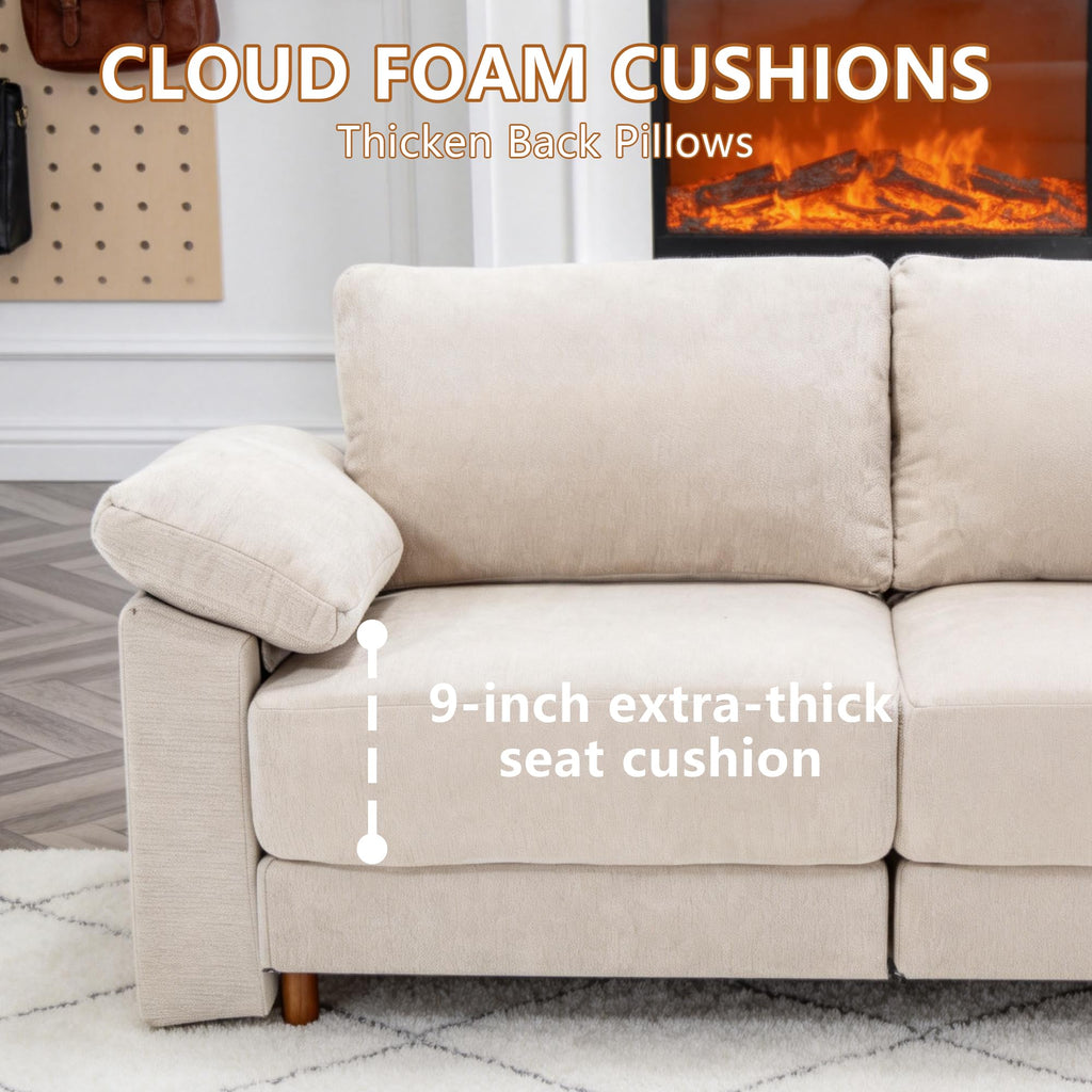 145'' Oversized L Shape Modular Cloud Sectional Sofa, Deep Seat Sofa, Beige