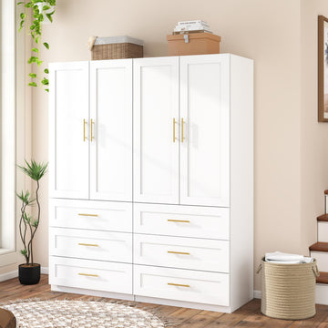 White Armoires Wardrobes Closet with 6 Drawers, 75" Tall x 63" Wide