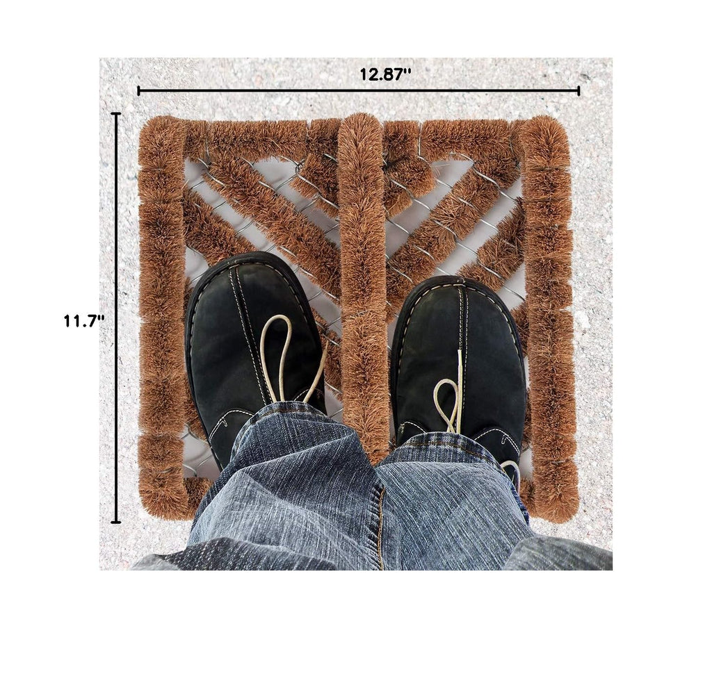 Natural Coir Boot Scraper Door Mat - 13 x 12 inch