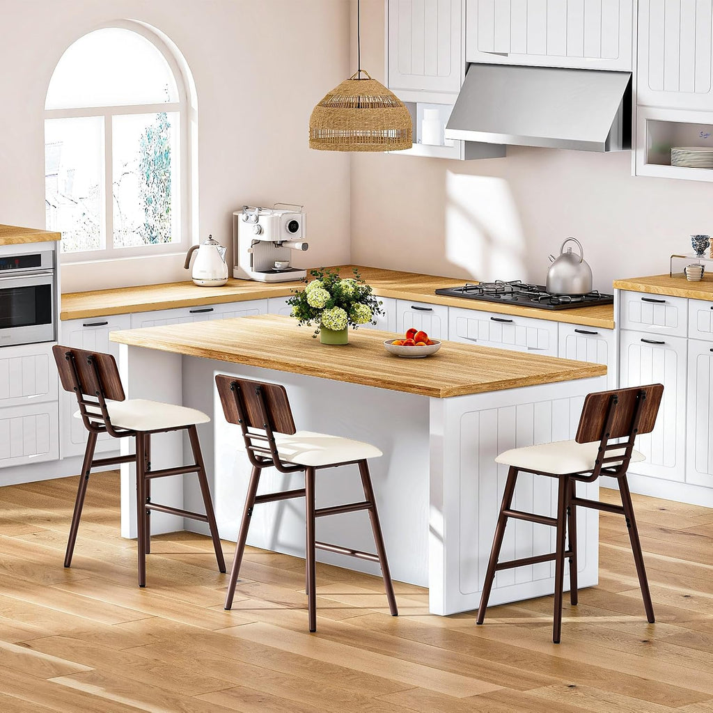Bar Stools, Set of 2 Barstools, Bar Chairs with Footrests, Rattan Bar Stools, Bar Chairs with Backrests, and Offices