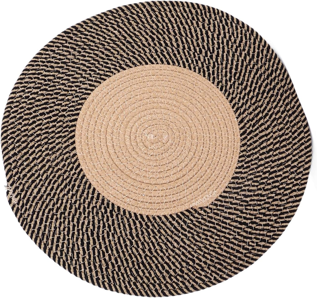 Round Jute Rug Reversible Retro Nordic Circle Carpet (45cm