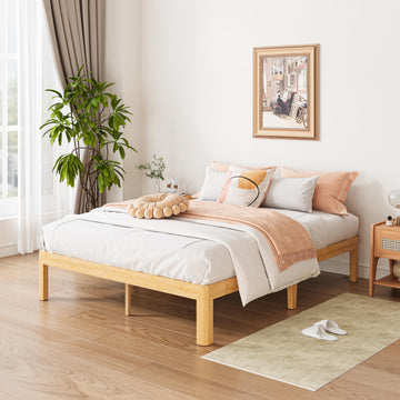 12 Inch Queen Bamboo Platform Bed Frame, Modern Minimalist Design, Heavy Duty Support, Easy Assembly, No Box Spring