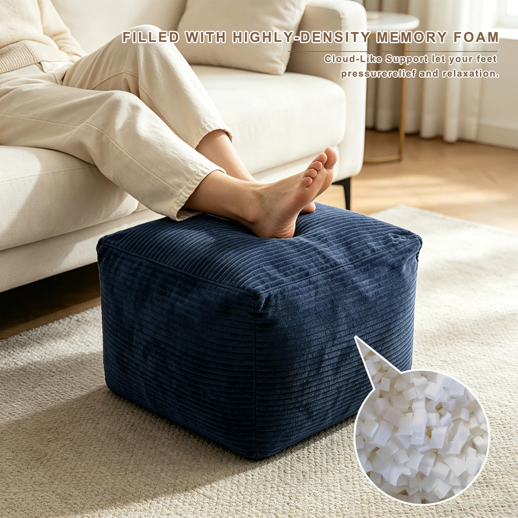 Corduroy Square Pouf Ottoman - Foot Stool