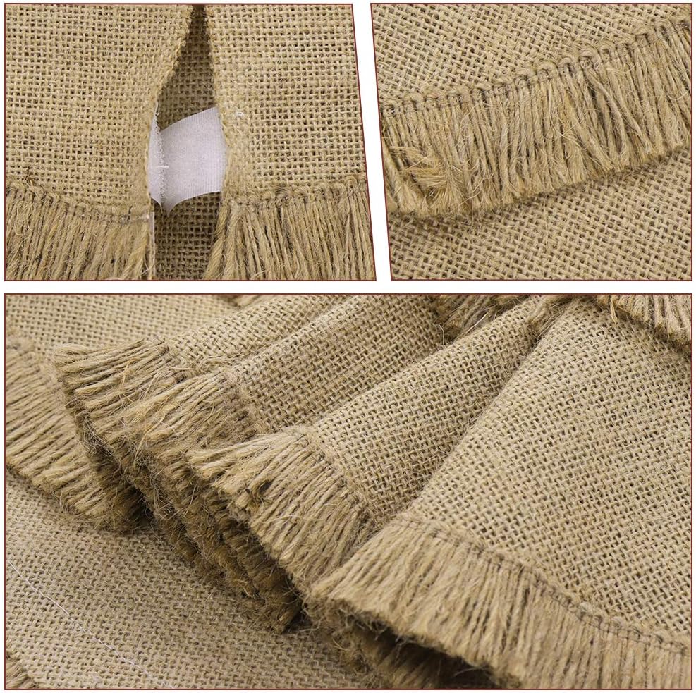 Christmas Tree Skirt, 30 inches Small Plain Burlap Tree Skirt with Tassels, Natural Jute Tree Skirt for Xmas Home