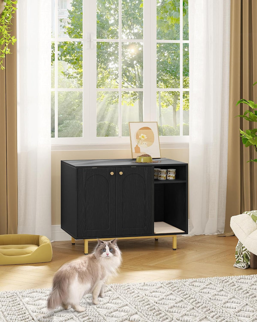 Cat Litter Box Enclosure, Hidden Litter Box Furniture with Storage