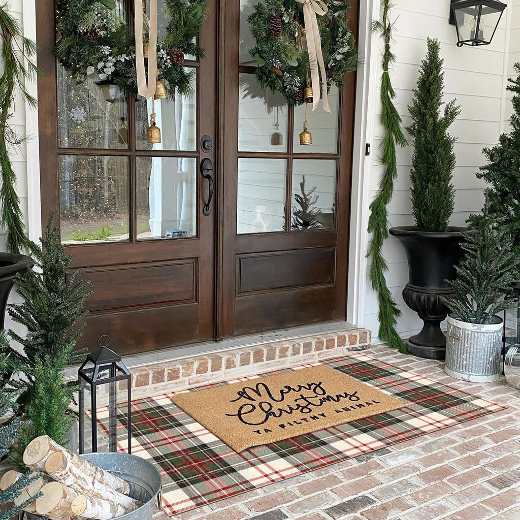 Christmas Front Door Mat - 2x4.3 Buffalo Tartan Plaid Runner Rug