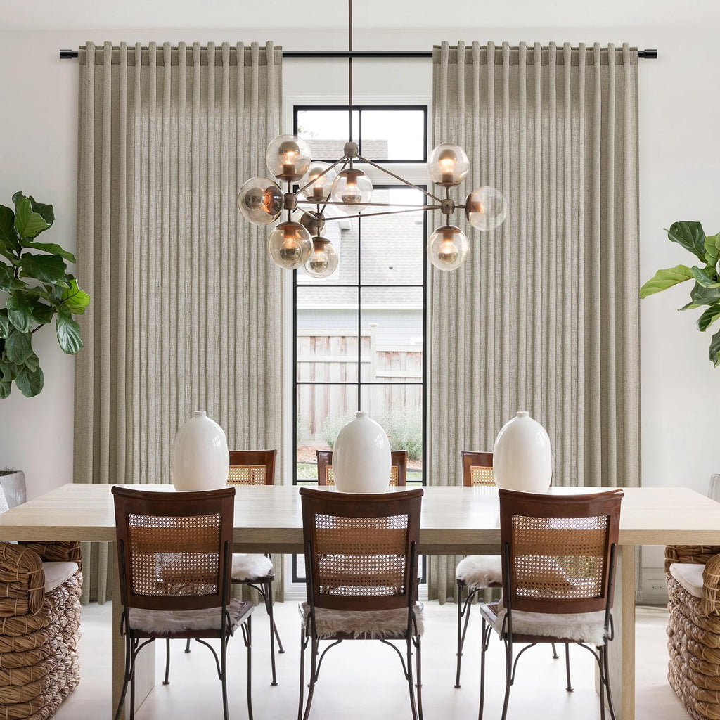 Mocha Linen Curtains 90 Inch Length 2 Panels Set Rod Pocket Back Tab Window Drapes Light Filtering Modern Farmhouse