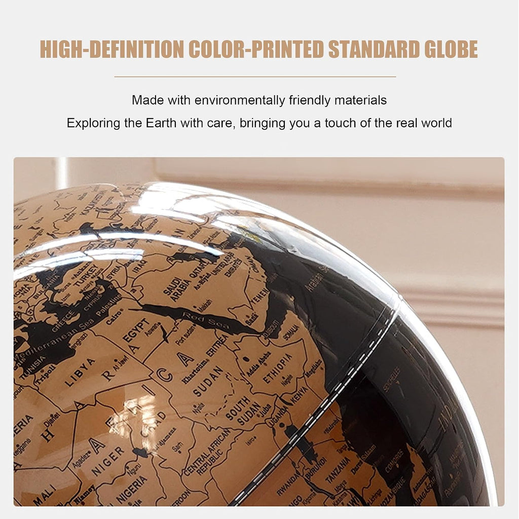 720° Rotation Light Luxury World Globe, Metal Stand, 10.6'' (L)